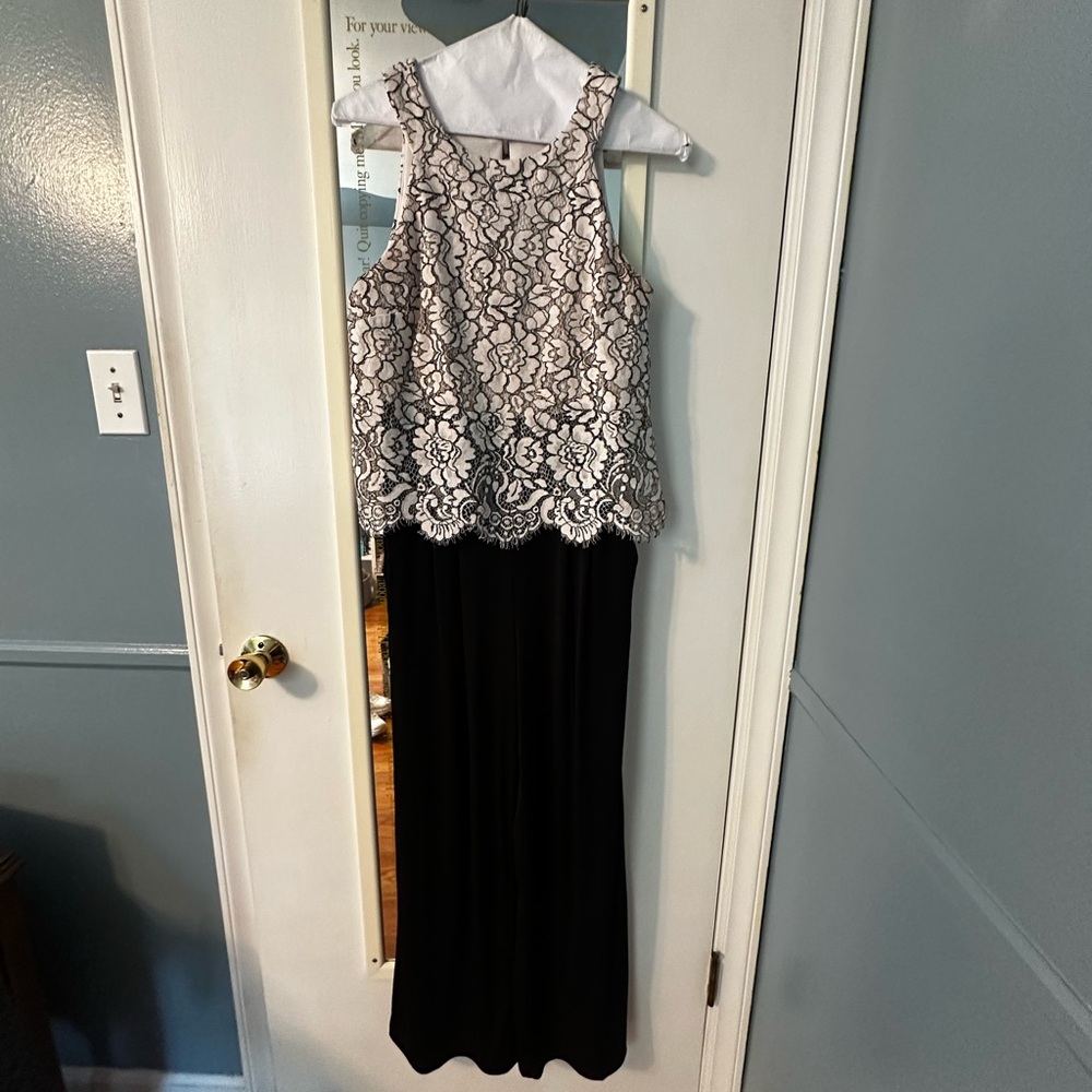 Elegant Black and White Lace Jumpsuit